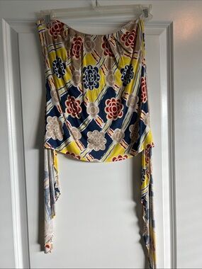 Ric Rac - Colorful Floral Strapless Top with Draped Ties